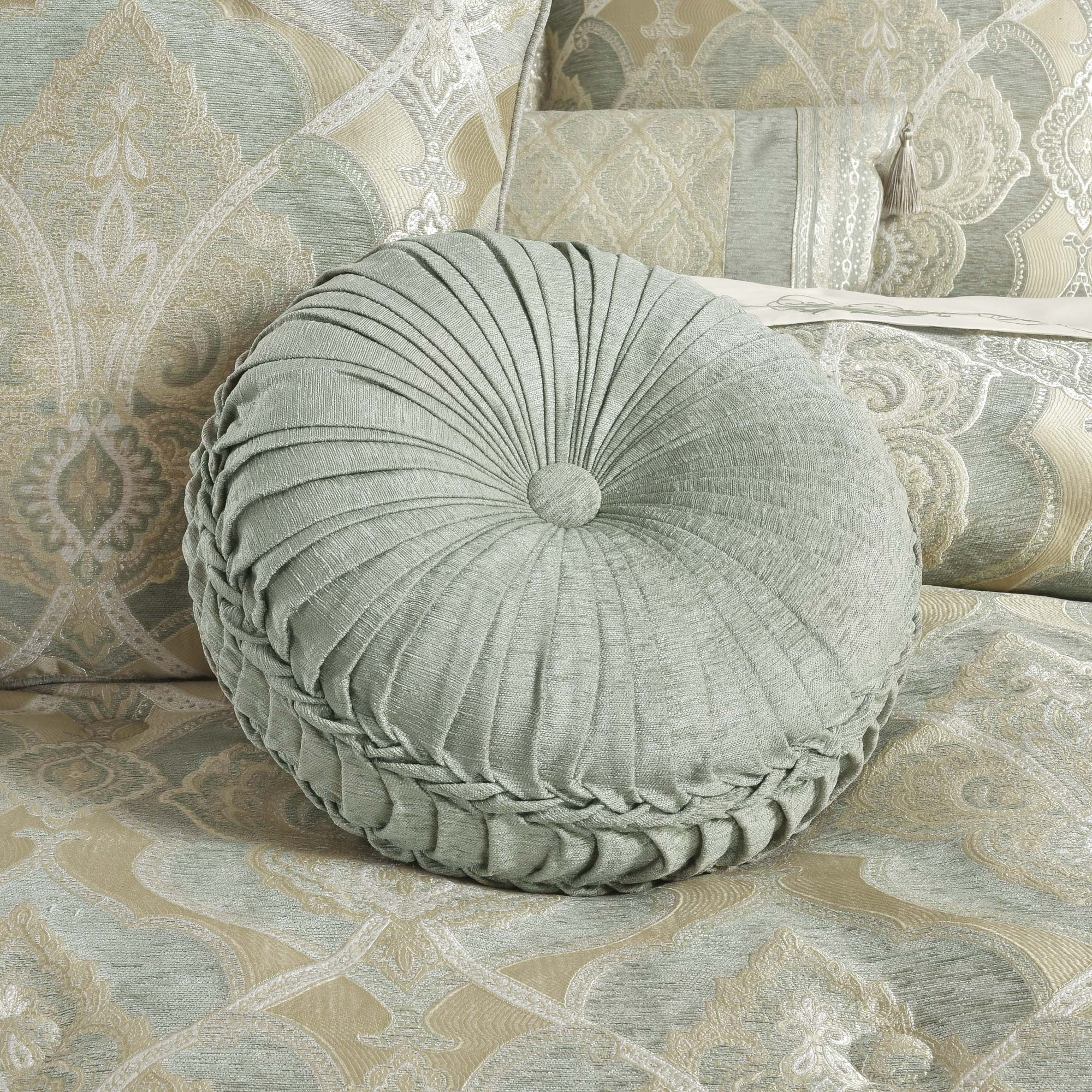 Sovana Tufted Round Decorative Throw Pillow Soft Sage by J.Queen New York