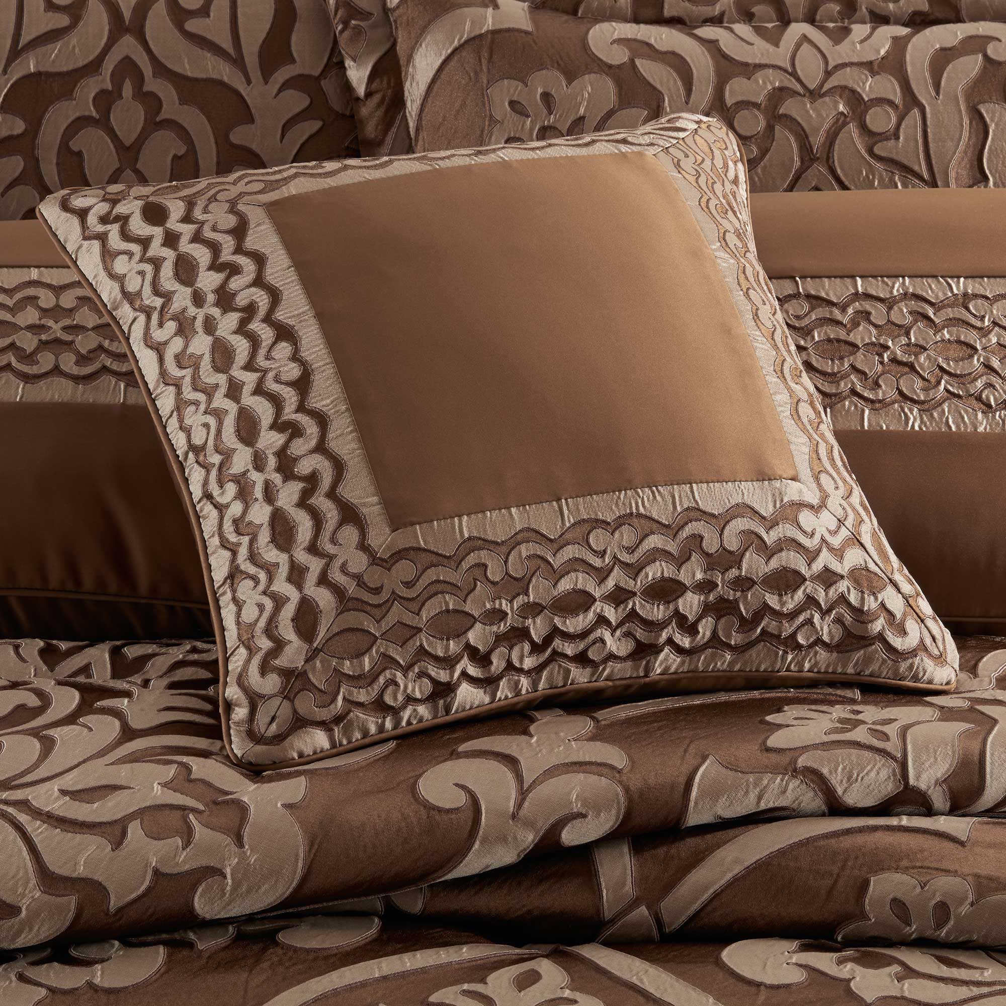 Surano 20" Square Decorative Throw Pillow in Copper | Satin by J.Queen New York