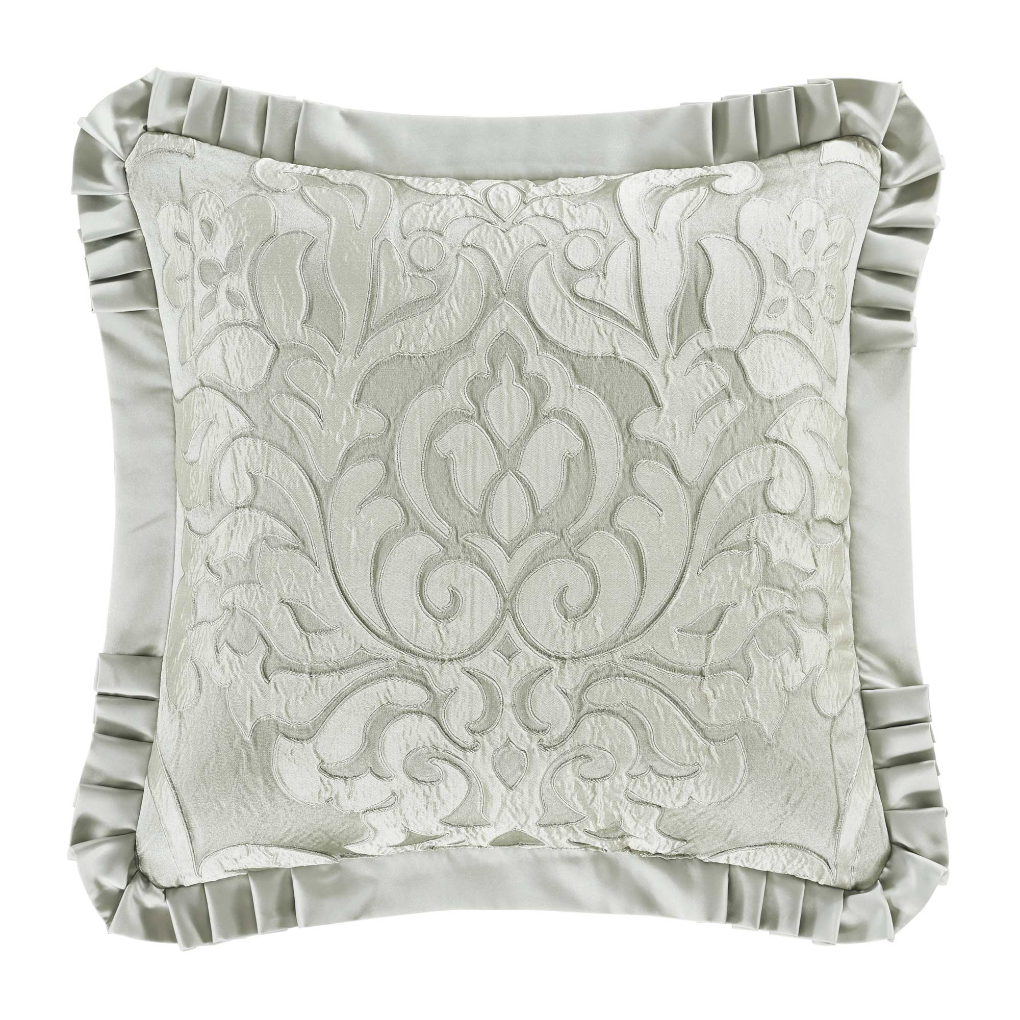 Surano 20" Square Embellished Decorative Throw Pillow in Celadon Green | Satin by J.Queen New York See more from J.Queen New