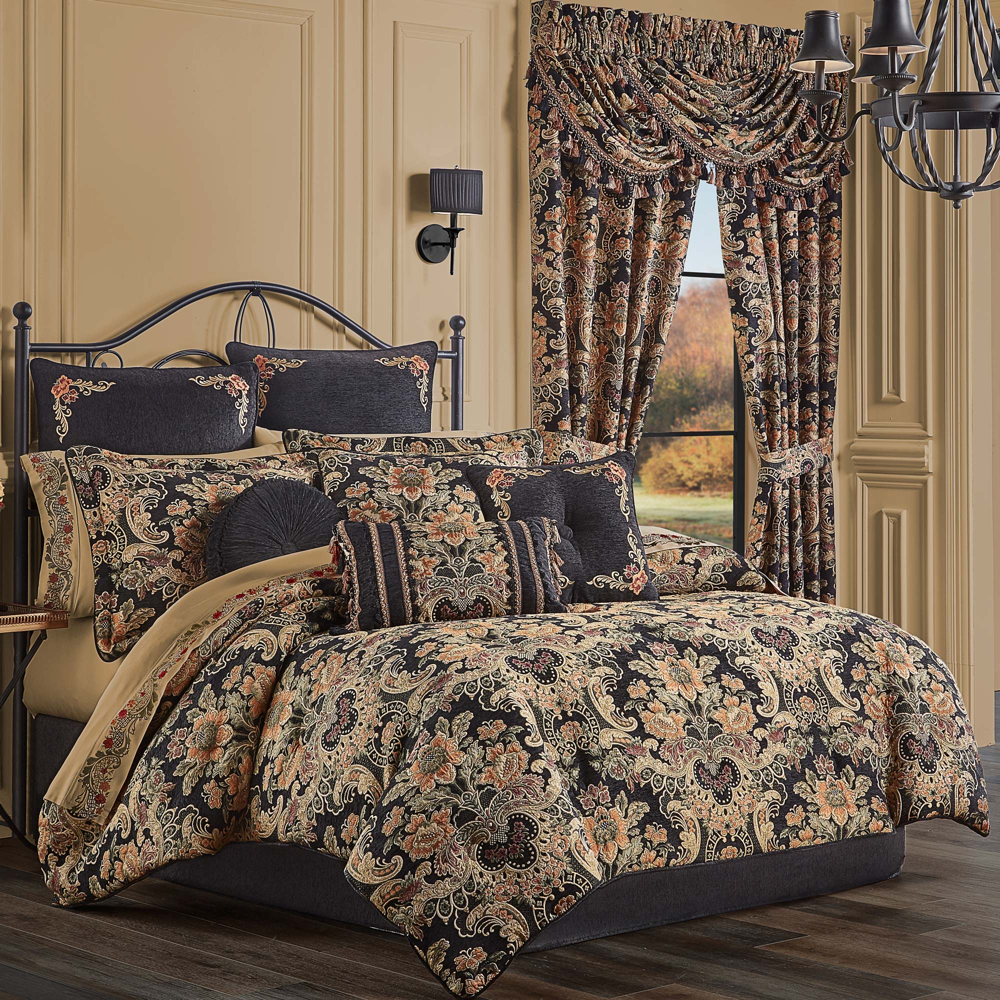 Toscano 4 Piece Comforter Set in Black by J.Queen New York