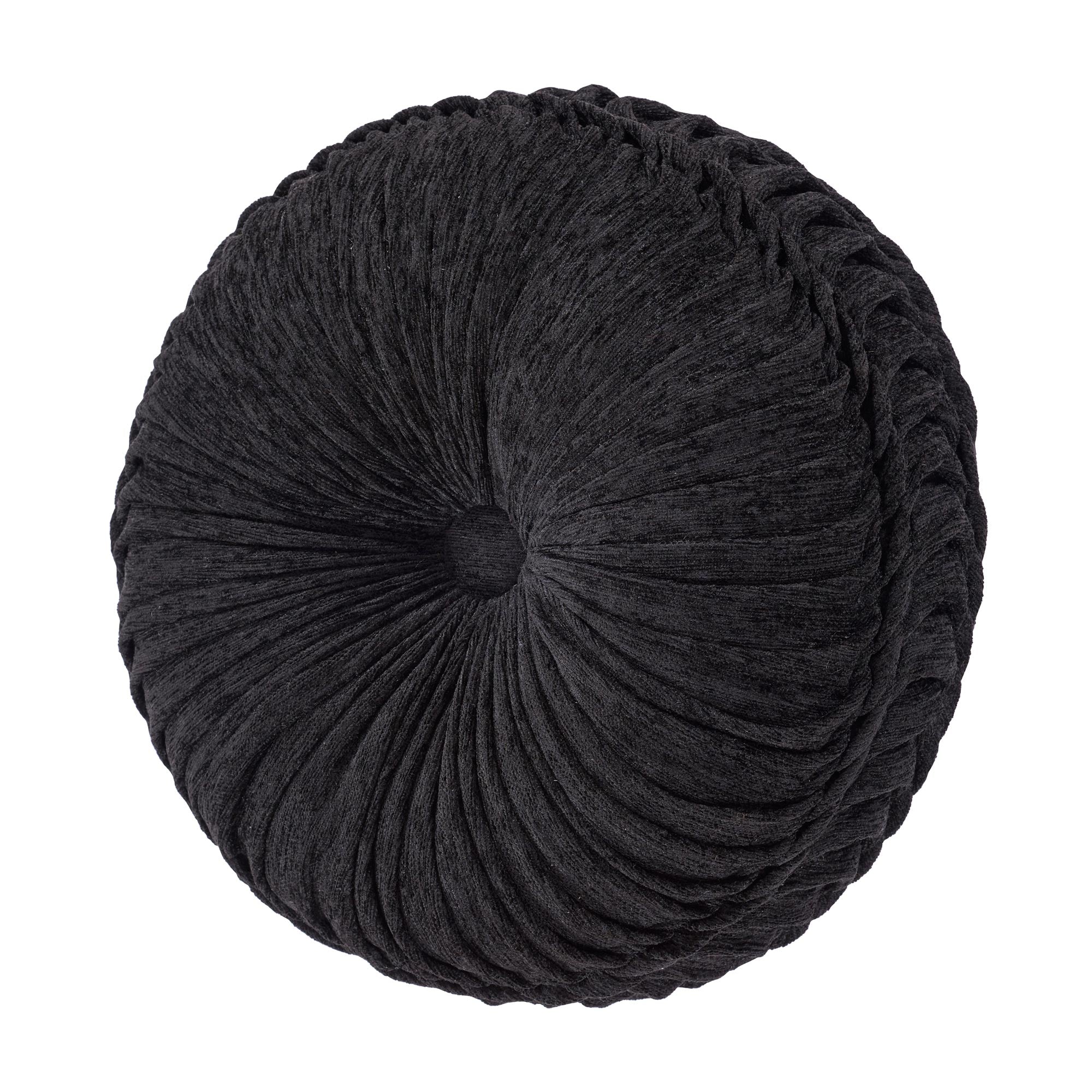 Toscano Tufted Round Decorative Throw Pillow in Black by J.Queen New York