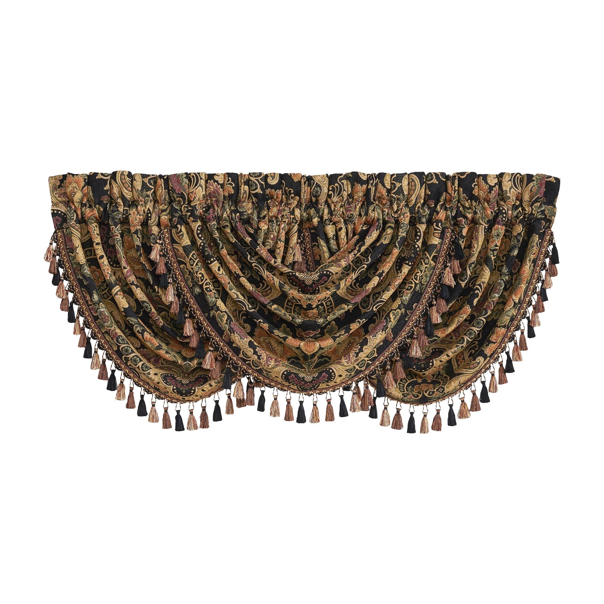 Toscano Window Waterfall Valance in Black by J.Queen New York