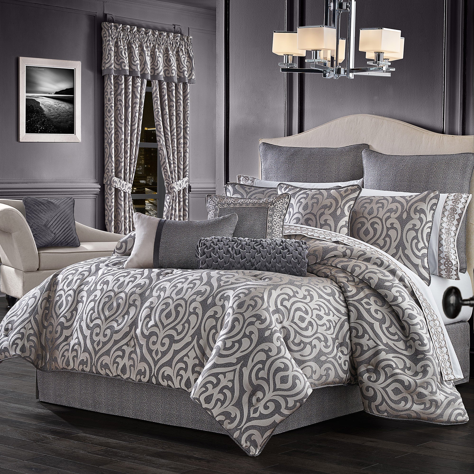 Tribeca 4 Piece Comforter Set in Charcoal by J.Queen New York