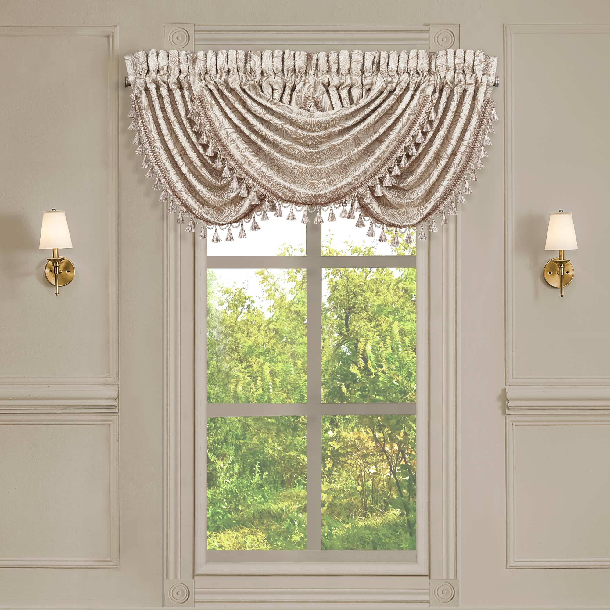 Trinity Window Waterfall Valance in Champagne by J.Queen New York