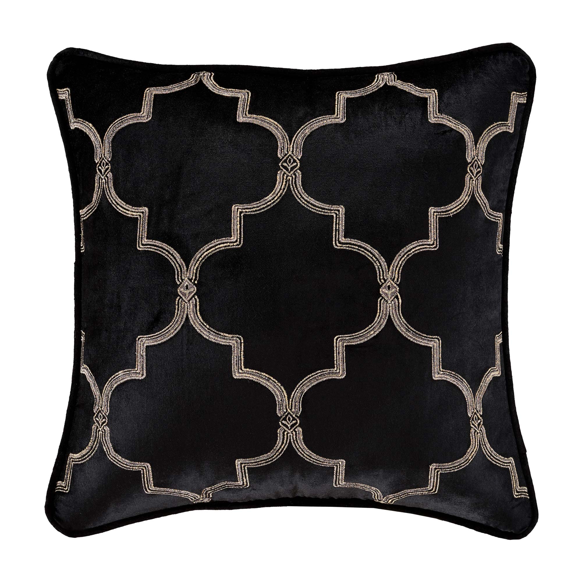 Windham 18" Square Embellished Decorative Throw Pillow in Black by J.Queen New York