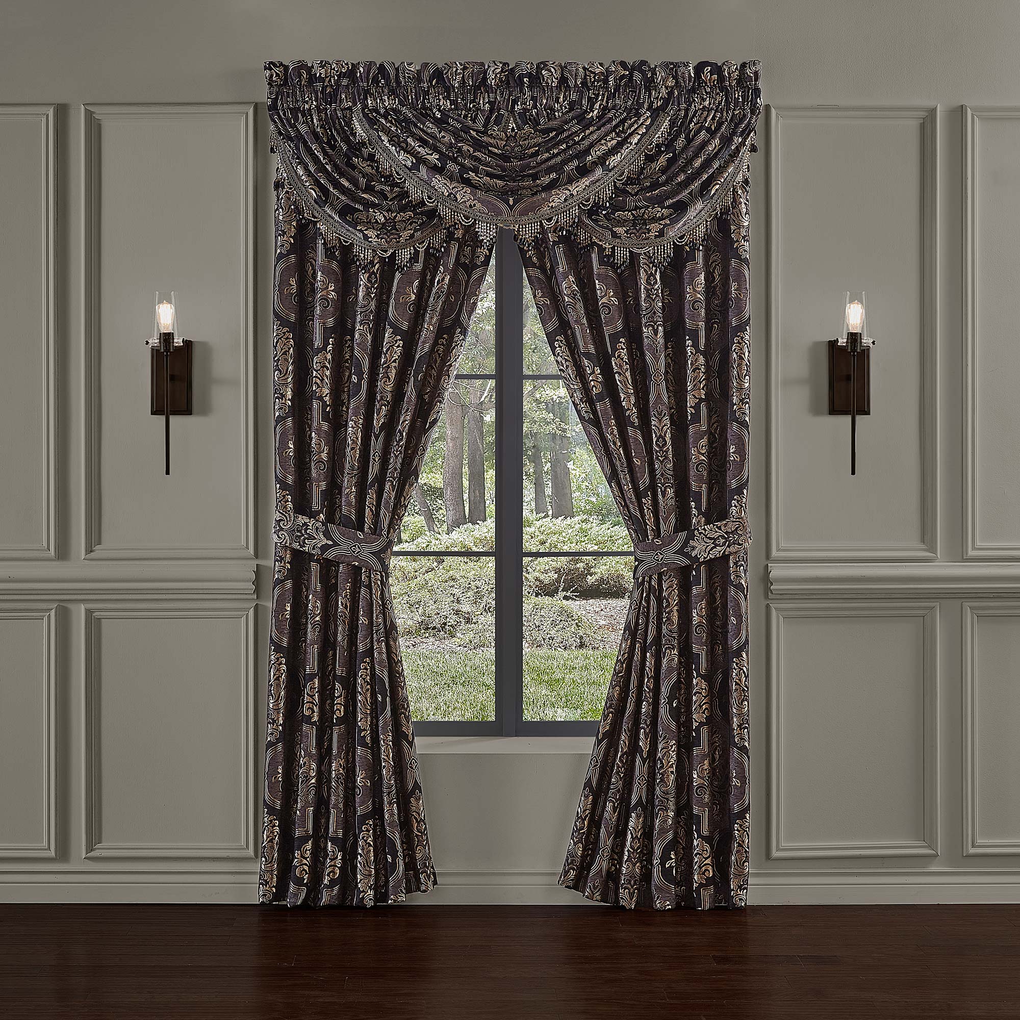 Windham 84" Window Panel Pair in Black | 100% Polyester by J.Queen New York