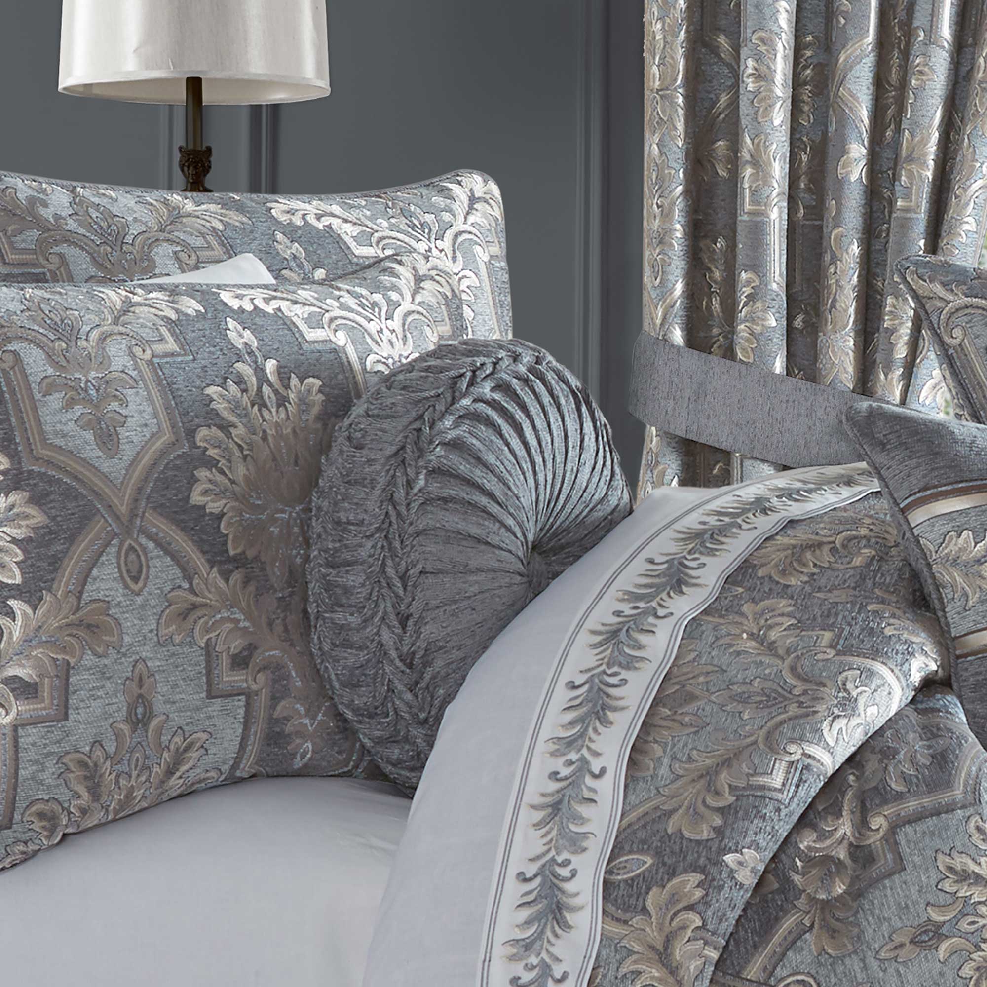 Woodhaven Tufted Round Decorative Throw Pillow in Powder Blue by J.Queen New York